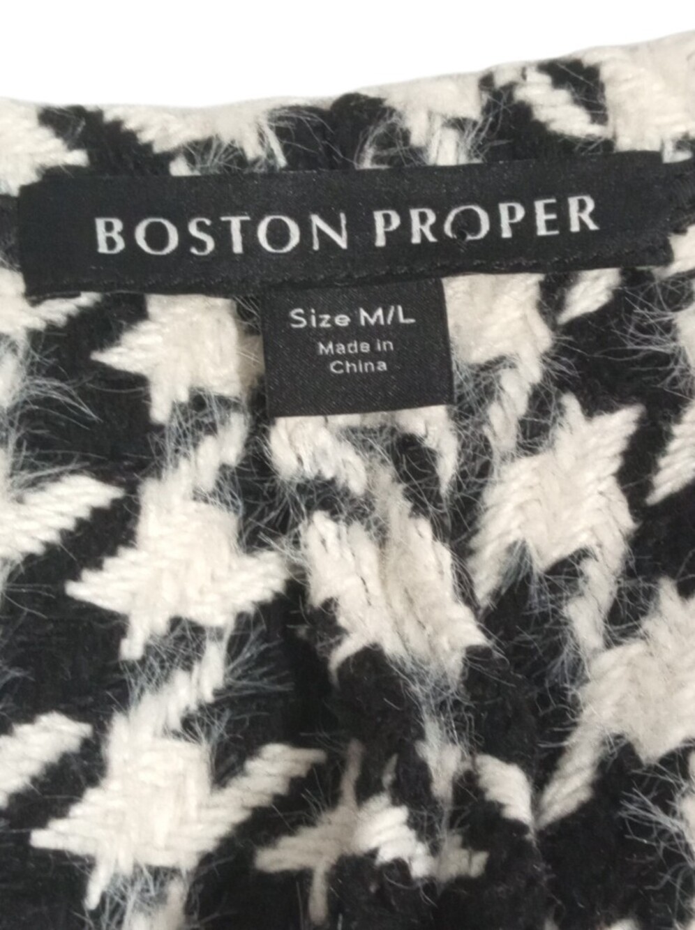 Boston Proper TimeLess Elegant Houndstooth Cape Coat Belted Zip Poncho Wrap M/L - Picture 3 of 6